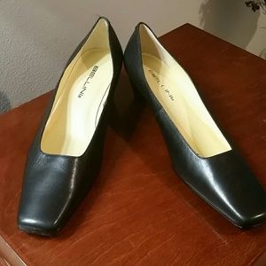 Black Leather Bellini Heels